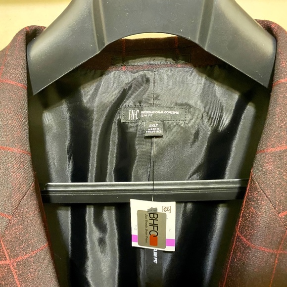 NEW INC International Concepts Men's Blazer Red Check 3XLT Big and Tall - Picture 6 of 15